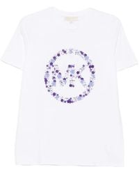 MICHAEL Michael Kors - Sequin-Embellished Floral-Logo T-Shirt - Lyst