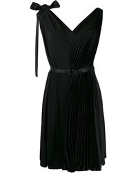 Prada Plisseekleid mit Gürtel - Schwarz