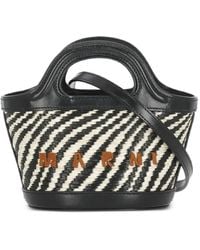 Marni - Micro Wavy Tote Bag Mit Raffiabast-Effekt - Lyst