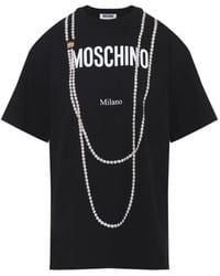 Moschino - Pearl Necklace Print T-Shirt - Lyst