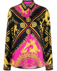 Versace - Camicia in viscosa a maniche lunghe con stampa foulard - Lyst