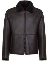 Giorgio Armani - Fur-Collar Leather Jacket - Lyst
