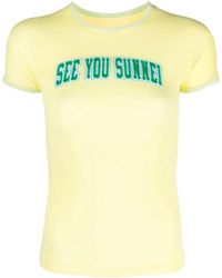 Sunnei - Appliqué Fleece Slogan T-Shirt - Lyst