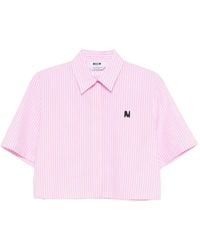 MSGM - Striped-Pattern Cropped Shirt - Lyst
