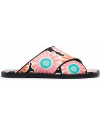 La DoubleJ - Daisy-Print Criss-Cross Sandals - Lyst