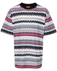 Missoni - Katoenen T-shirt Met Zigzag Patroon - Lyst