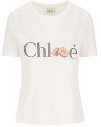 Chloé - Katoenen T-shirt Met Logoprint - Lyst