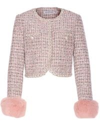 Self-Portrait - Boucle Fur Cuff Jacket - Lyst