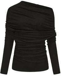 Elwood - Asymmetric Draped Off-Shoulder Long-Sleeved T-Shirt - Lyst