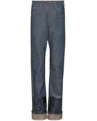 Maison Margiela - Halbhohe Straight-Leg-Jeans mit lackiertem Finish - Lyst
