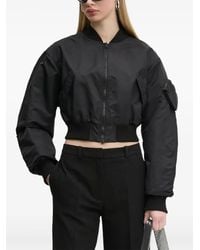 HUGO - Logo-Embossed Cropped Bomber Jacket - Lyst