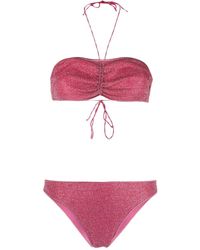 Oséree - Gathered Halterneck Lurex Bikini Set - Lyst