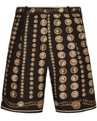 Dolce & Gabbana - Coin Print Silk Bermuda Shorts - Lyst