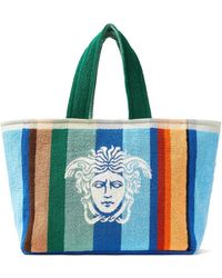 Versace - Striped Cotton-Terry Jacquard Tote Bag - Lyst
