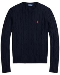 Ralph Lauren - Cable Knit Sweater With Logo - Lyst