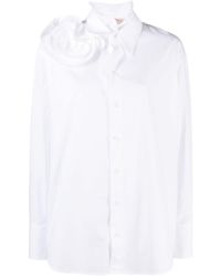 Valentino Garavani - Floral-appliqué Cotton Shirt - Lyst