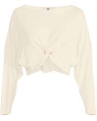 Elisabetta Franchi - Knot-Detail Long-Sleeves T-Shirt - Lyst