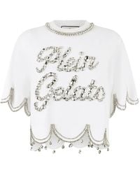 Philipp Plein - Crystal Waves Cropped T-Shirt - Lyst
