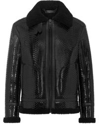 Philipp Plein - Jacke Aus Shearling- Und Pythonleder - Lyst