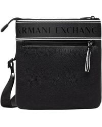 ARMANI EXCHANGE - Logo-Tape Pebbled-Effect Messenger Bag - Lyst