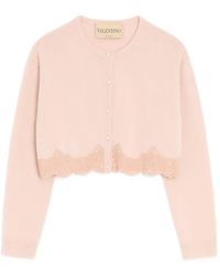 Valentino Garavani - Wool Cardigan With Lace - Lyst