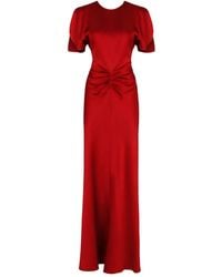 Victoria Beckham - Vestido fruncido con manga corta - Lyst