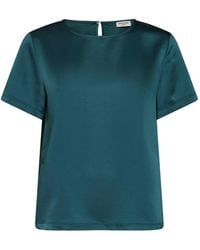 Weekend by Maxmara - Satin Keyhole-Detail Jersey-Panel T-Shirt - Lyst