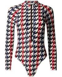 Perfect Moment - Bañador Con Motivo Pied De Poule Y Media Cremallera - Lyst