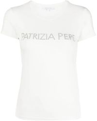 Patrizia Pepe - Rhinestone-Logo T-Shirt - Lyst