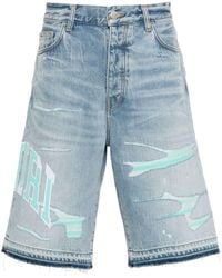 Amiri - Varsity-Logo Denim Shorts - Lyst