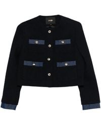 Maje - Button-Embellished Pocket Tweed Jacket - Lyst