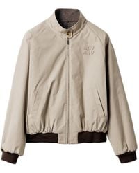 Miu Miu - Houndstooth-Lining Reversible Bomber Jacket - Lyst
