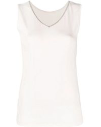 Fabiana Filippi - Top sin mangas con cuello en V y cuentas - Lyst
