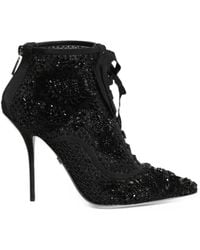 Dolce & Gabbana - Embellished Mesh Ankle Boots - Lyst