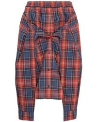 Pushbutton - Buttoned Tied-Waist Plaid Skirt - Lyst