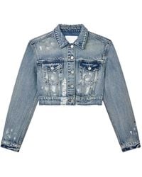 Purple Brand - Paint-Splatter Cropped Denim Jacket - Lyst
