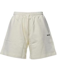 MSGM - Pantalones Cortos De Chándal De Algodón - Lyst