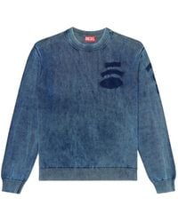 DIESEL - Denim-Look Sweater With Patch Effects - Lyst