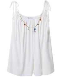 Stella McCartney - Robe Courte À Bretelles Nouées Et Ornements En Perles - Lyst