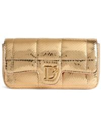 DSquared² - Logo-Plaque Metallic Leather Clutch - Lyst