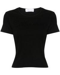 Blumarine - Camiseta de canalé con logo de strass - Lyst