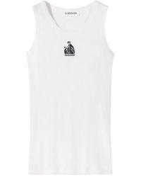 Lanvin - Embroidery-Logo Tank Top - Lyst
