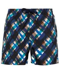 Canali - Abstract-Pattern Swim Shorts - Lyst