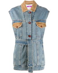 Philosophy Di Lorenzo Serafini Corduroy Detail Sleeveless Jacket - Blue