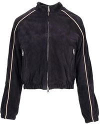 LA ROSE - Contrast-Piping Cropped Bomber Jacket - Lyst