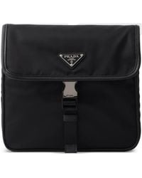 Prada - Schultertasche Aus Re-Nylon Und Saffiano-Leder - Lyst