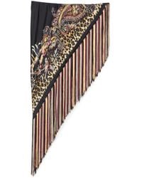 Etro - Écharpe À Franges, Motif Cachemire Et Imprimé Léopard - Lyst