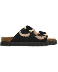 Ferragamo - Flache Gancini Sandalen Aus Shearling - Lyst