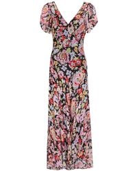 RIXO London - Bexley Midi-Jurk Met V-Hals - Lyst