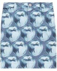 KENZO - Apple Pop Printed Straight Mini Denim Skirt - Lyst